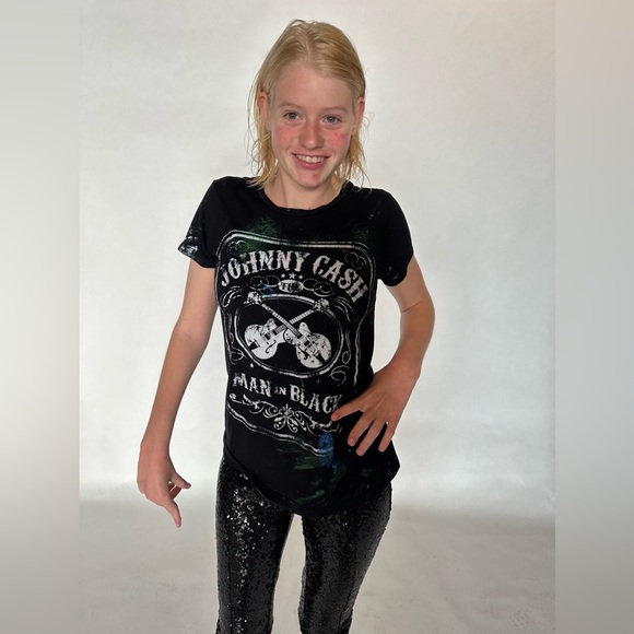 Zion Rootswear Tops - Johnny Cash T-shirt hand-painted by Clara